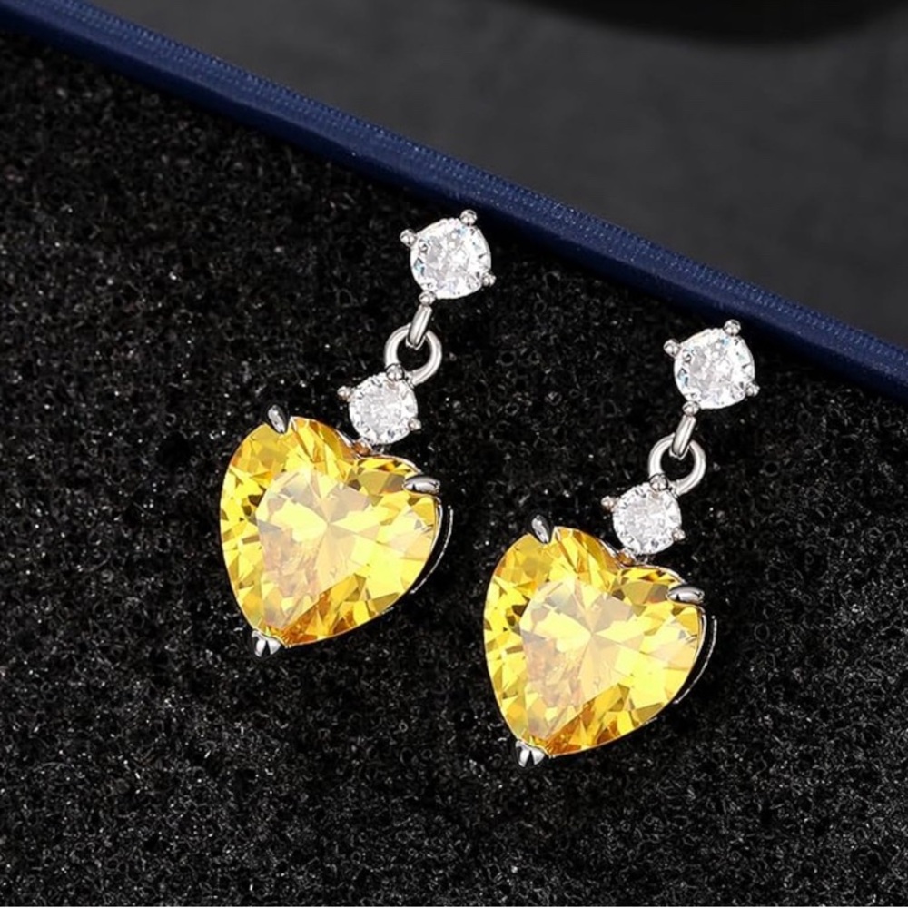 Elegant Yellow Heart Earrings new homecoming formal